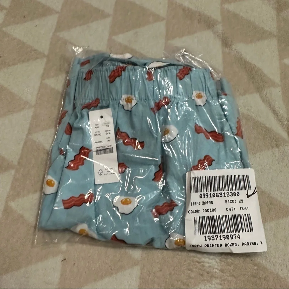 J crew breakfast eggs and bacon printed boxers